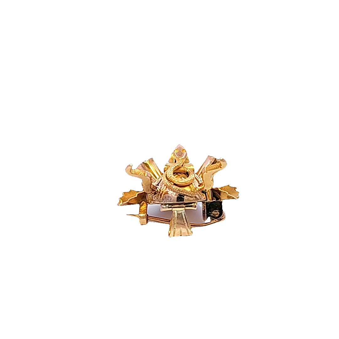 Aquamarine and Gold Bolivian Diablada pin