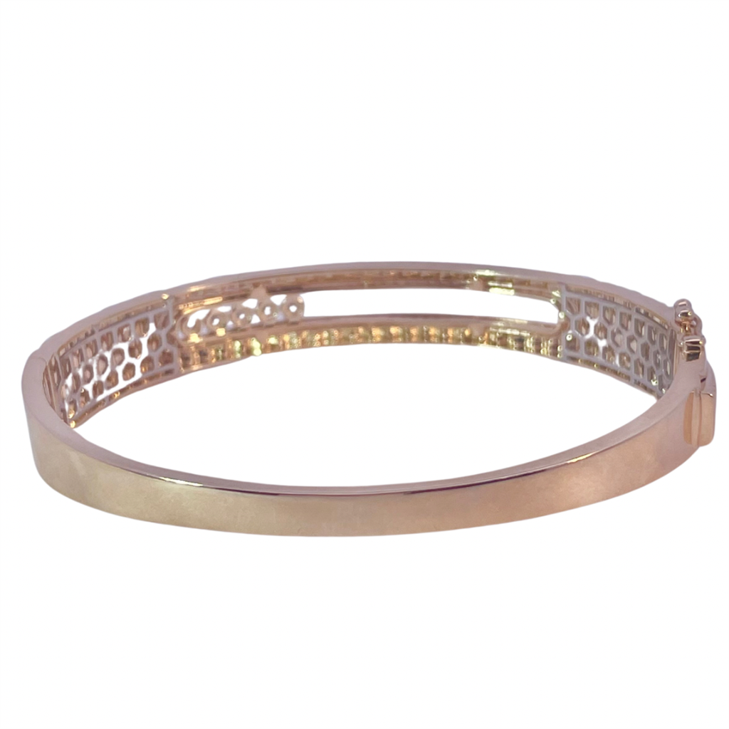 Yellow Gold and Sliding Diamonds Bangle Bracelet