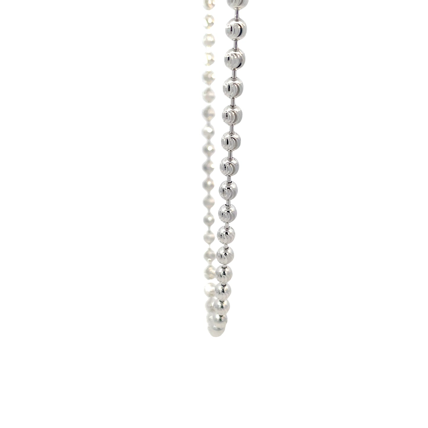 Sterling Silver Necklace with Round Diamond Cut Beads