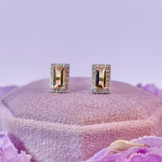 10K White Gold Citrine and Diamond Earrings