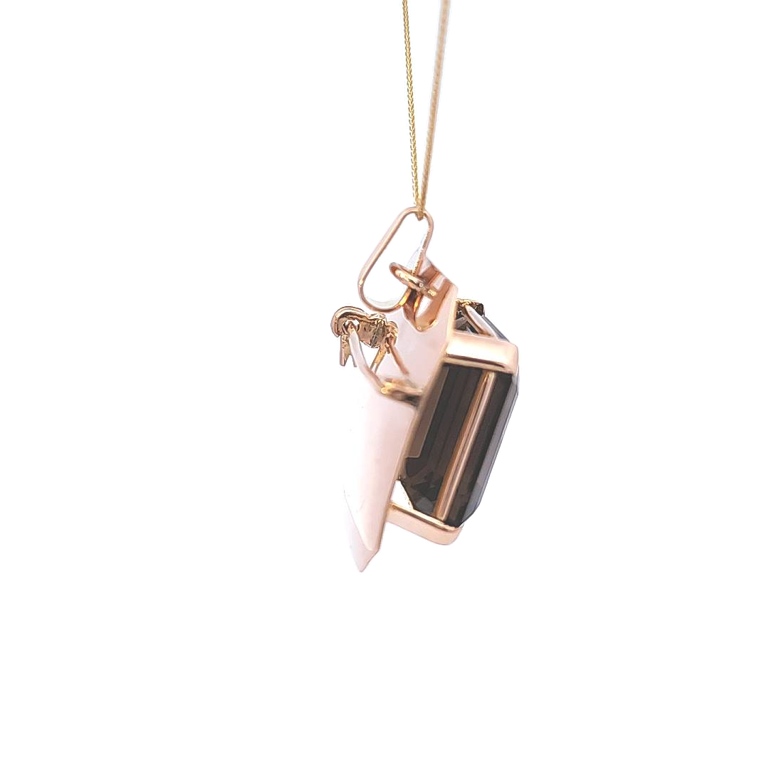 Smokey Quartz and Gold Pendant/Pin (chain sold separately)