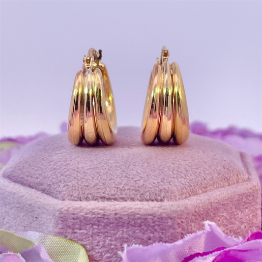 Estate- 18k Tri Color Gold Hoops