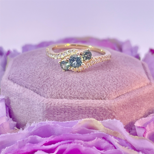 10K Yellow Gold Sapphire and Diamond Ring