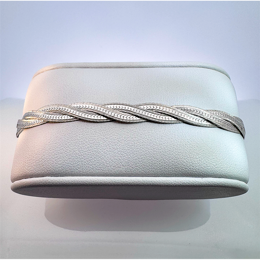 Estate- Sterling Silver Twisted Herringbone Bracelet