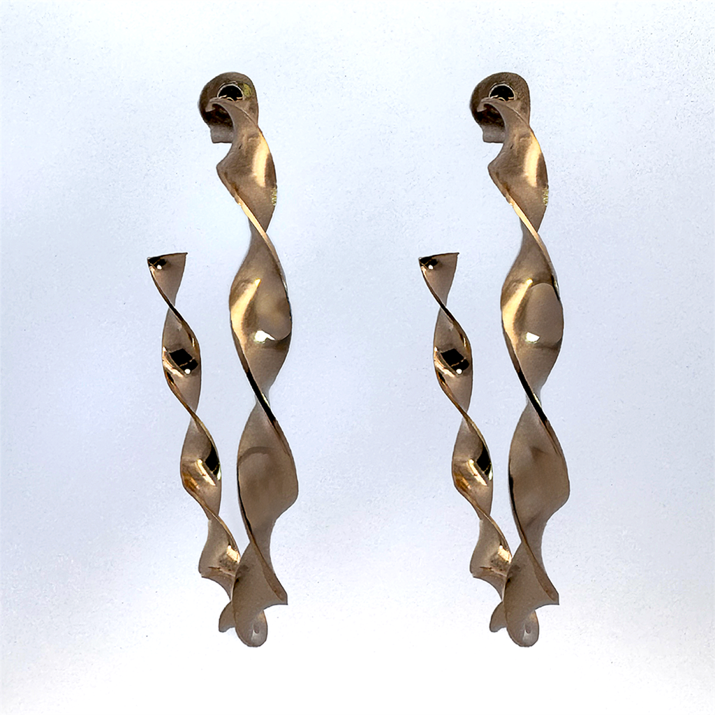 18K Yellow Gold Filled Ribbon Swirl Hoop Earrings