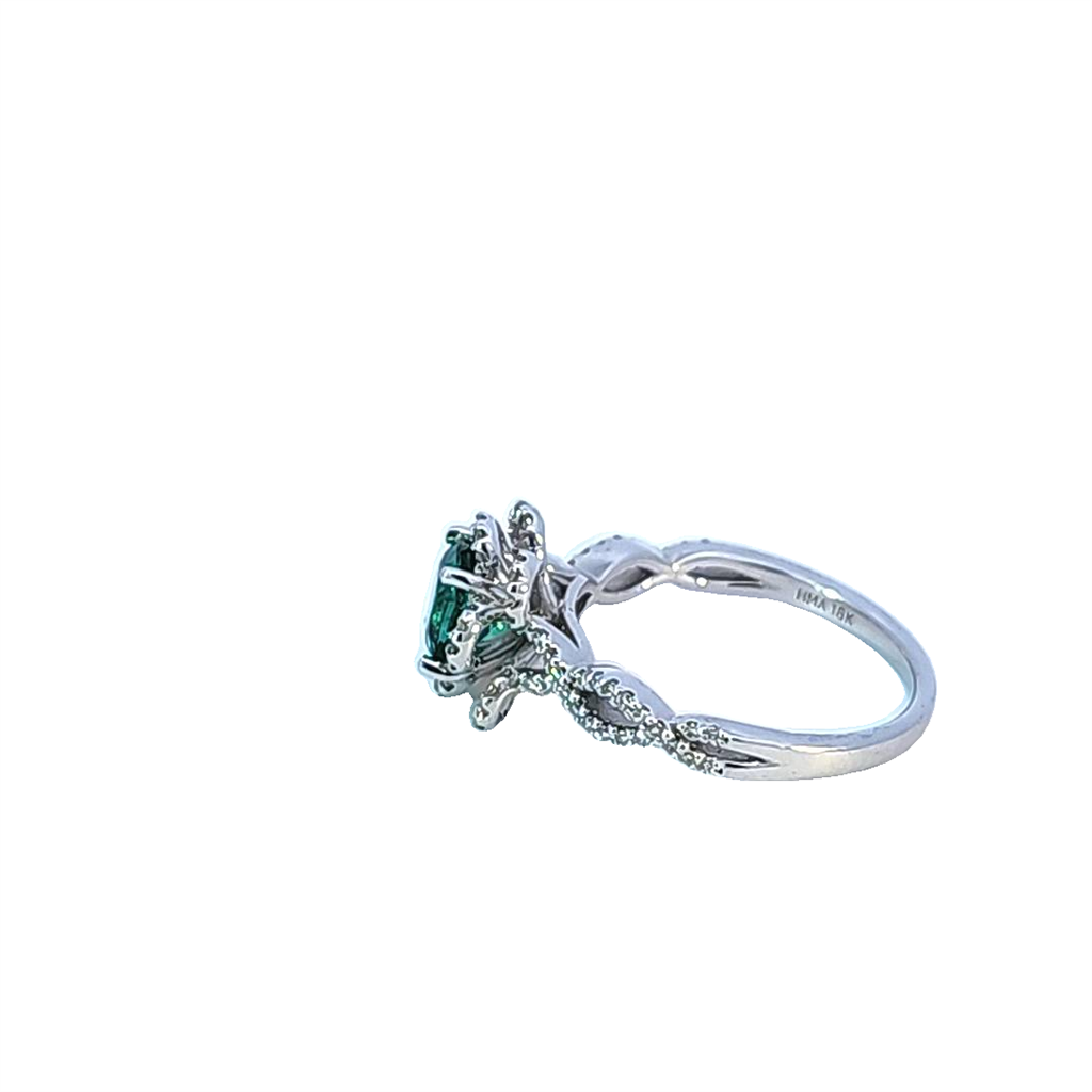 White Gold, Emerald and Diamond Ring