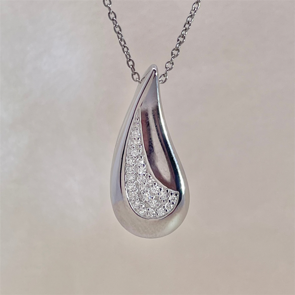Sterling Silver and Diamond Pendant on adjustable Cable Chain