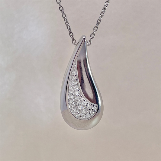 Sterling Silver and Diamond Pendant on adjustable Cable Chain