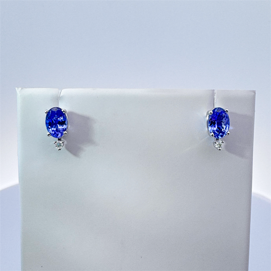14K White Gold Tanzanite and Diamond Earrings