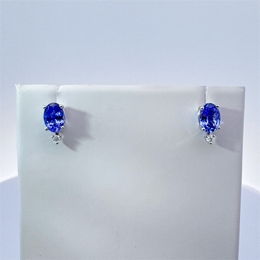 14K White Gold Tanzanite and Diamond Earrings