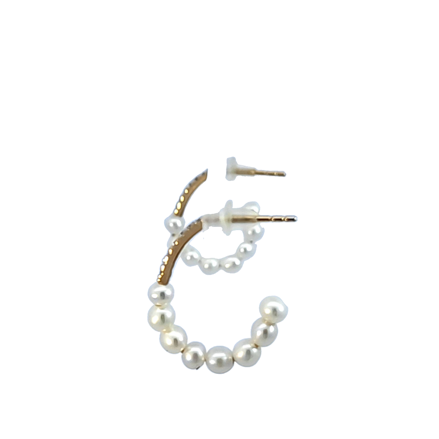 Freshwater Pearl and Diamond Hoop Earrings