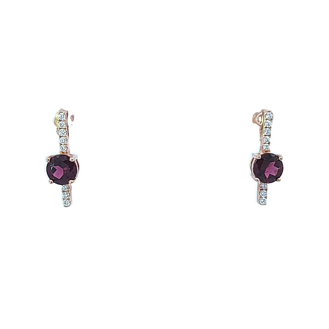 Rhodalite and Diamond Earrings