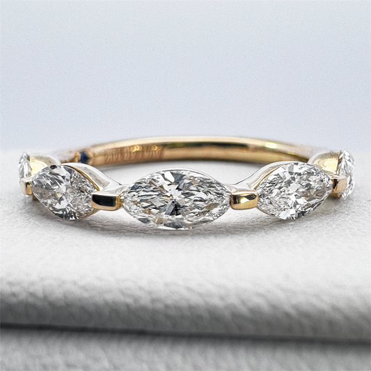 14K Yellow Gold East/West Marquise Lab Grown Diamond Wedding Band