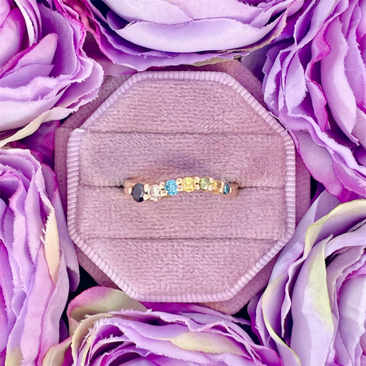 14K Yellow Gold Rainbow Diamond Journey Ring