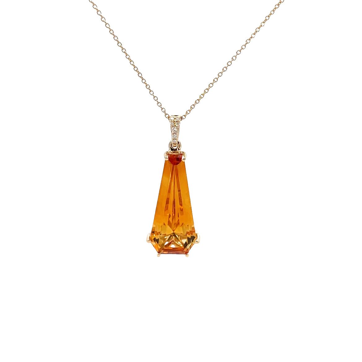 Yellow Gold, Citrine and Diamond Necklace