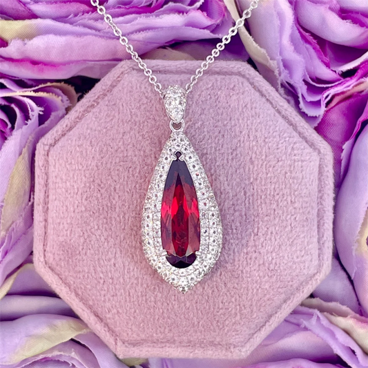 Benjamin Cohen-Sterling Silver Garnet and White Topaz Pendant