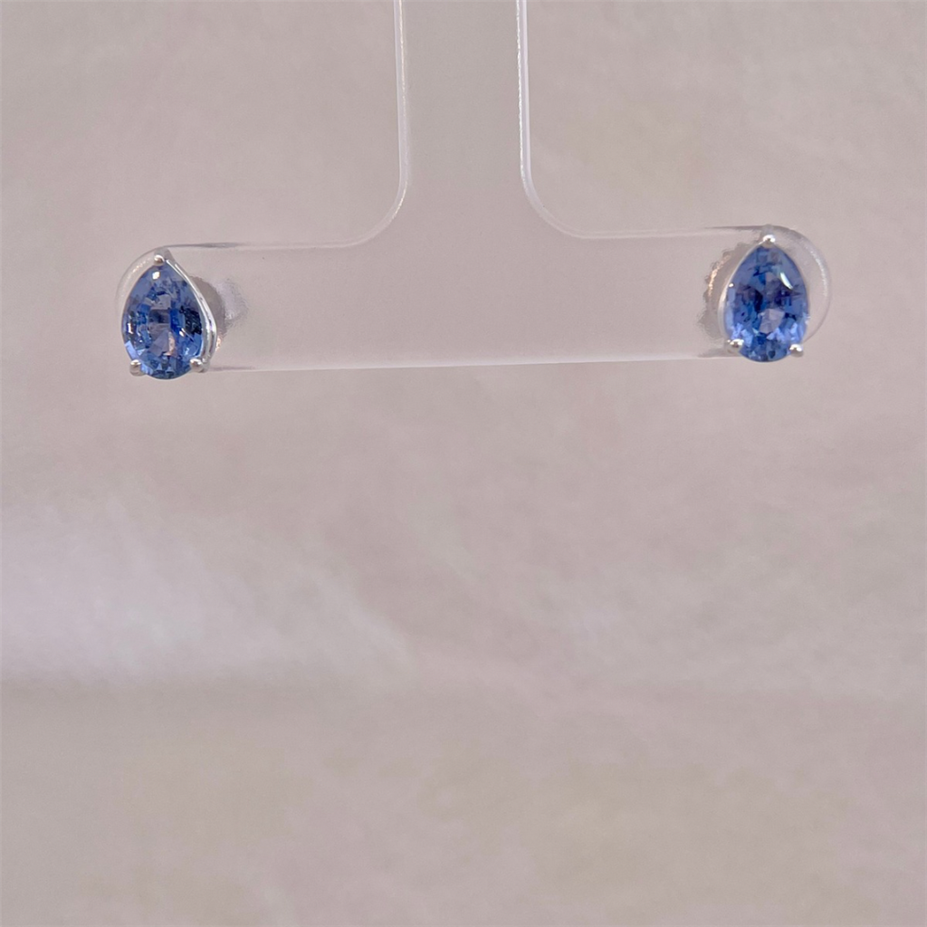 14K White Gold Sapphire Stud Earrings