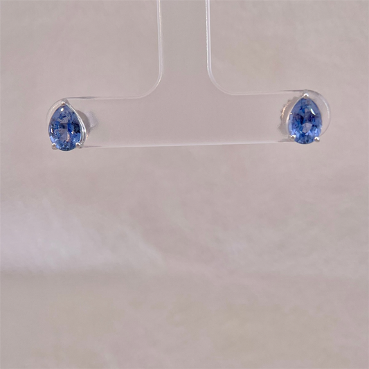 14K White Gold Sapphire Stud Earrings