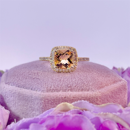 14K Yellow Gold Citrine and Diamond Ring