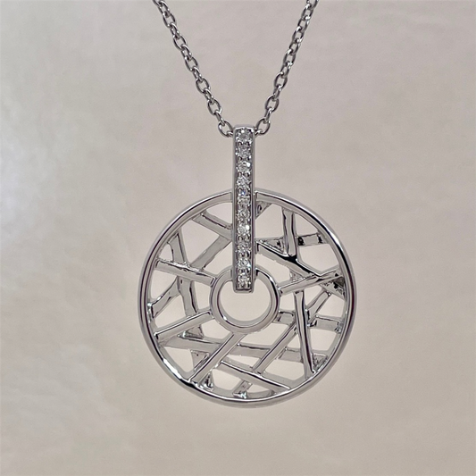 Sterling Silver and Diamond Pendant on adjustable Cable Chain