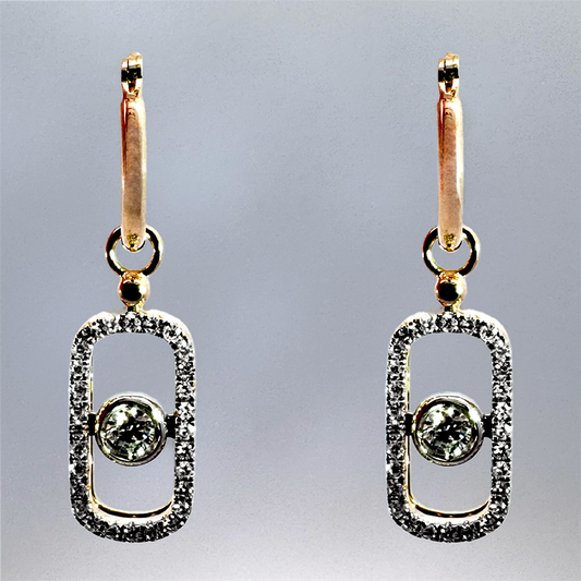 14k Yellow Gold Small Hoop Diamond Earrings