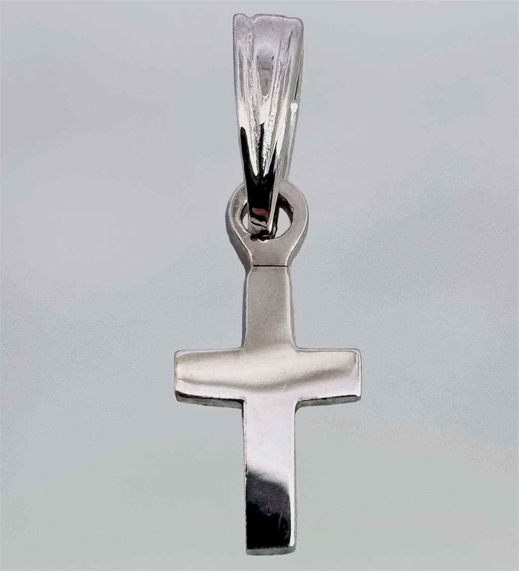 14K White Gold Mini Cross Charm