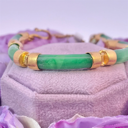 18K Yellow Gold and Jade Bracelet