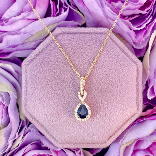 14K Yellow Gold Sapphire and Diamond Pendant