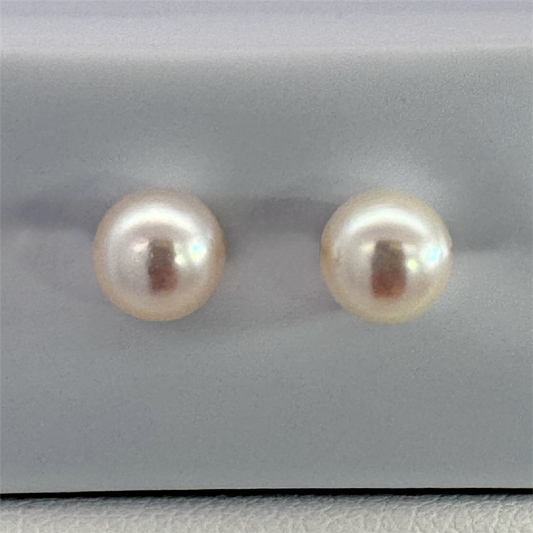 14K Yellow Gold Akoya Pearl Stud Earrings