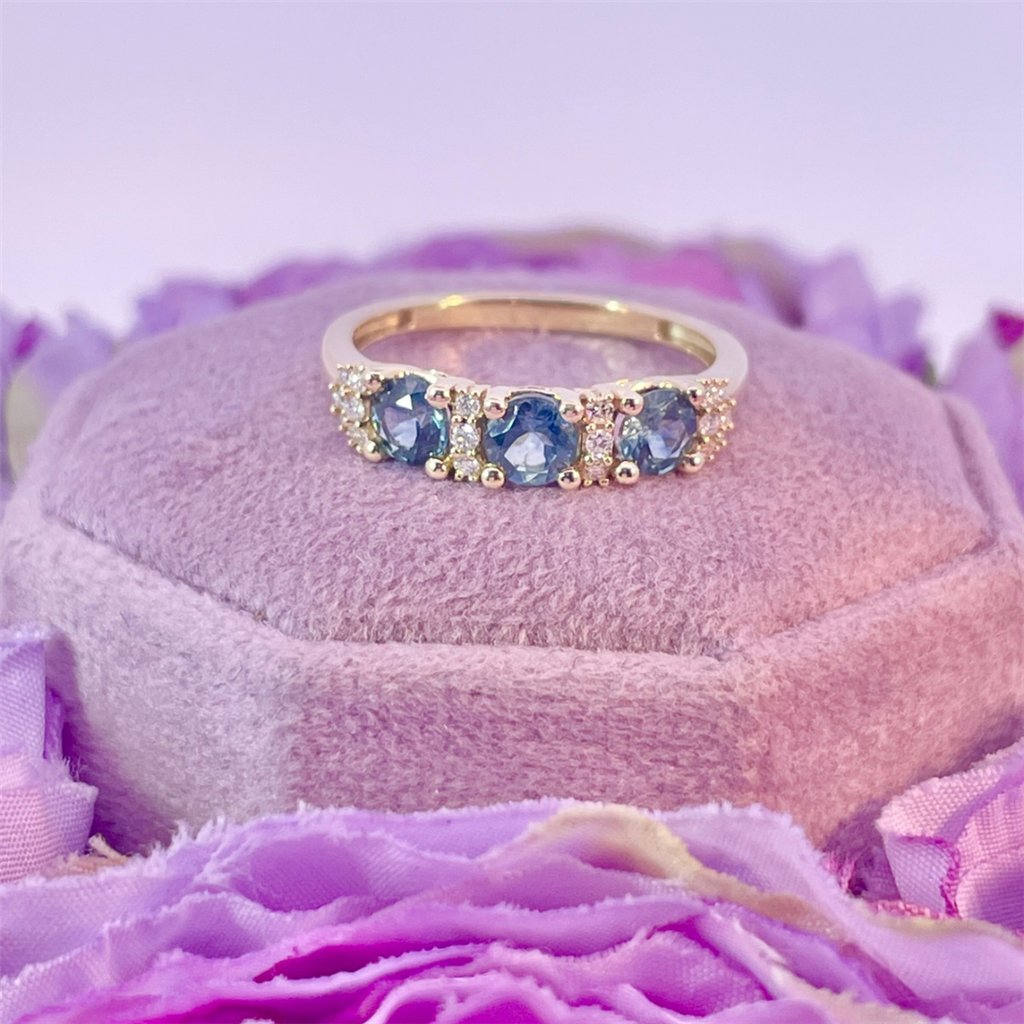 10K Yellow Gold Sapphire and Diamond Ring