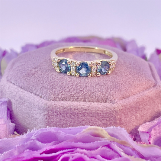 10K Yellow Gold Sapphire and Diamond Ring