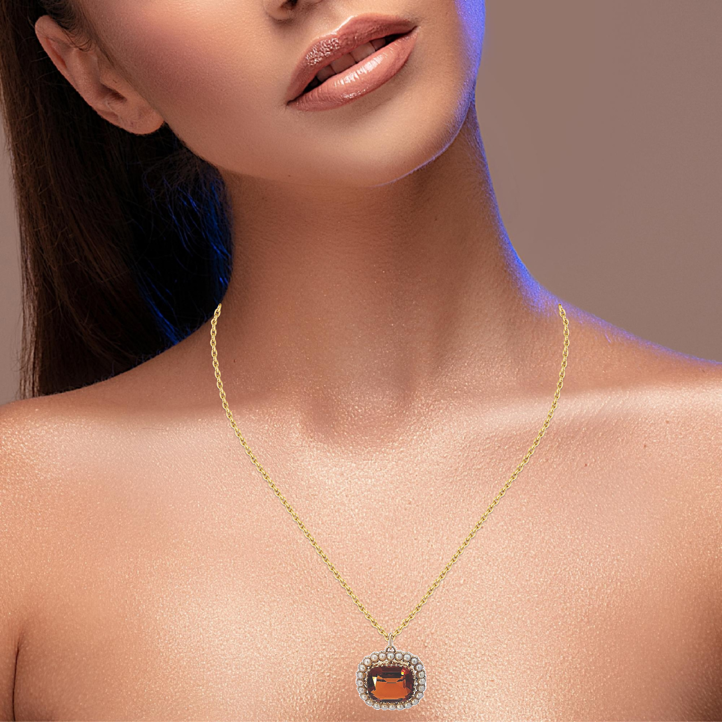 Citrine and Pearl Pendant (chain sold separately)