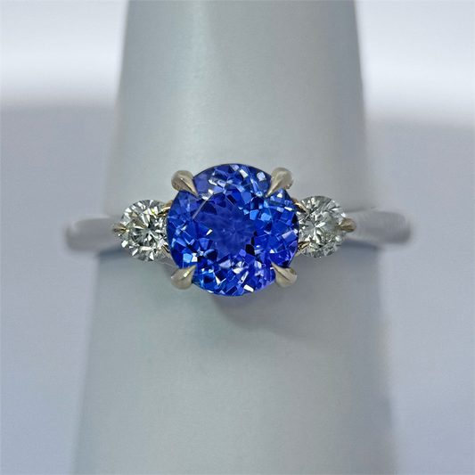 14K White Gold Tanzanite and Diamond Ring