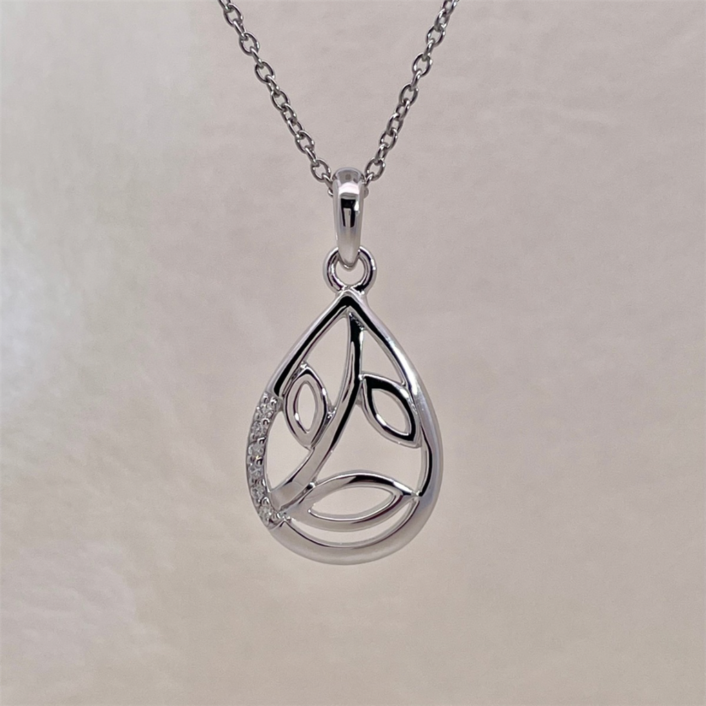 Sterling Silver and Diamond Pendant on adjustable Cable Chain
