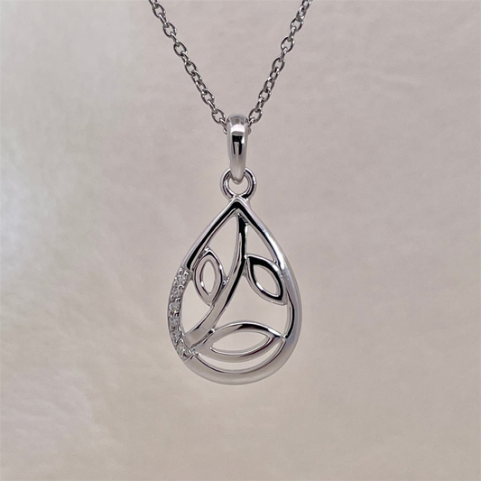 Sterling Silver and Diamond Pendant on adjustable Cable Chain
