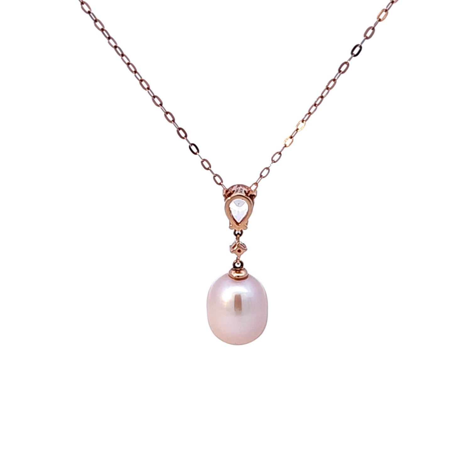 Pink Freshwater Pearl, Morganite and Diamond Necklace