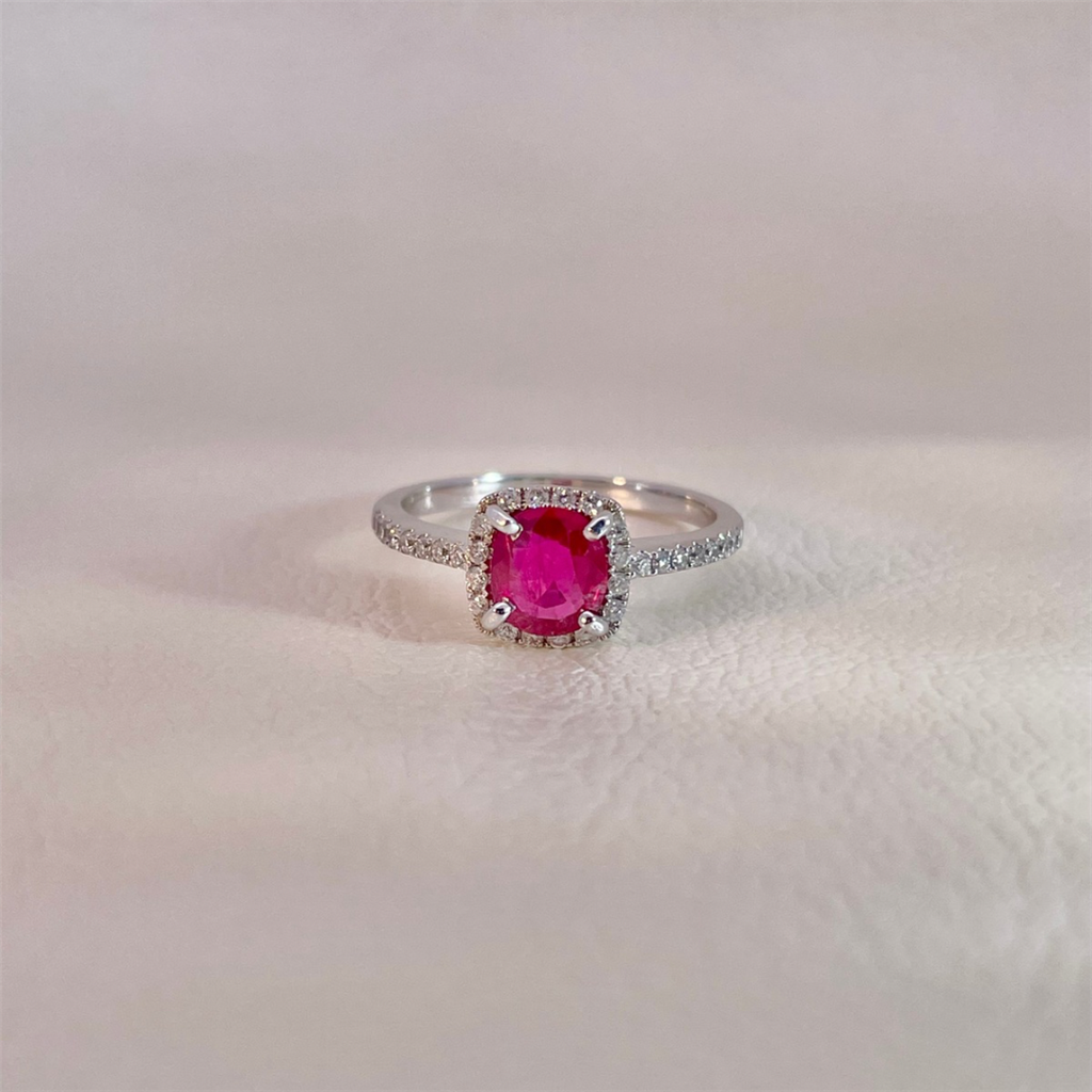 14K White Gold Ruby and Diamond Ring