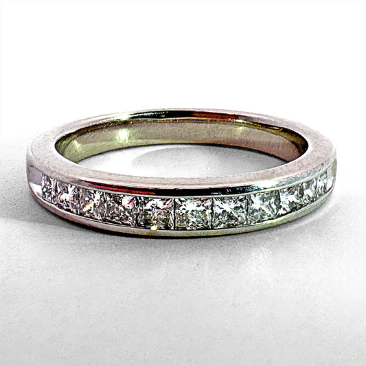 Estate- 14K White Gold Princess Cut Diamond Wedding Band