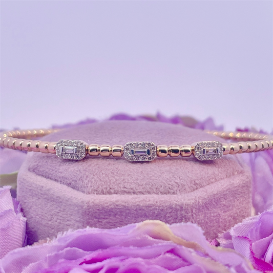 10K Yellow Gold Diamond Open Bangle Bracelet