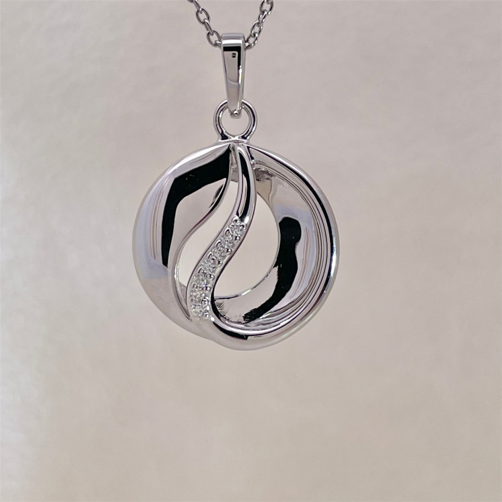 Sterling Silver and Diamond Pendant on adjustable Cable Chain