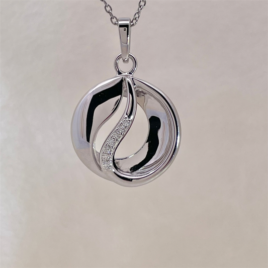 Sterling Silver and Diamond Pendant on adjustable Cable Chain