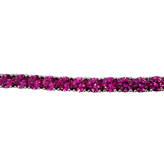 Sterling Silver Lab Created Pink Sapphire Bracelet