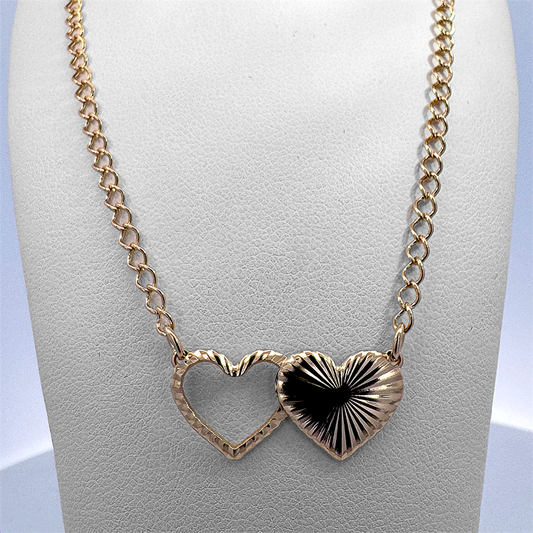 18K Yellow Gold Filled Double Heart Necklace