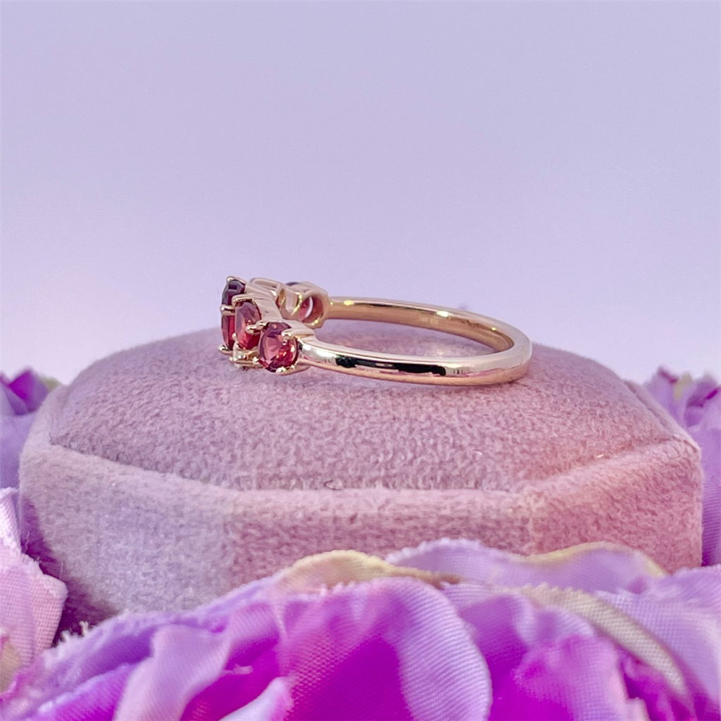 14K Yellow Gold Garnet and Diamond Ring