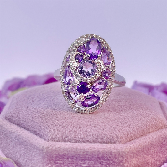 Benjamin Cohen- Sterling Silver Amethyst and White Topaz Ring