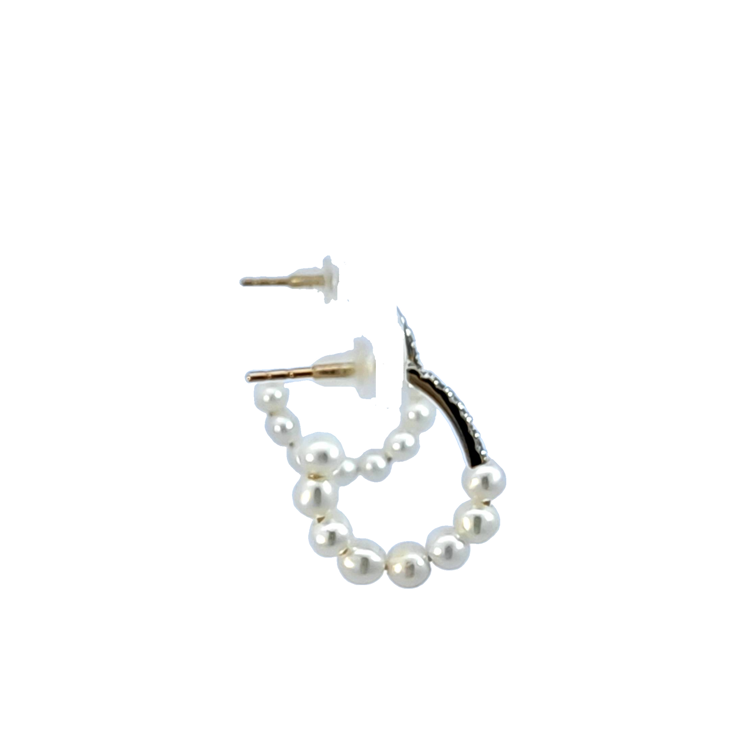 Freshwater Pearl and Diamond Hoop Earrings