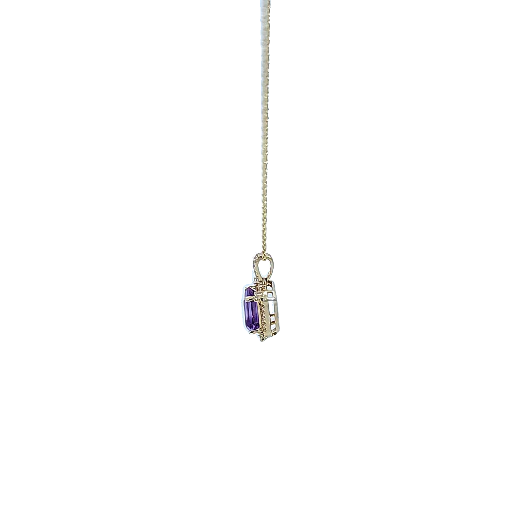 Yellow Gold, Amethyst and Diamond Necklace