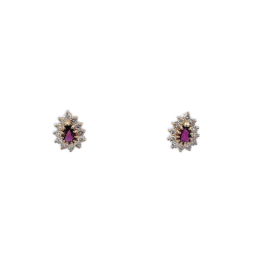 Yellow Gold, Ruby and Diamond Earrings