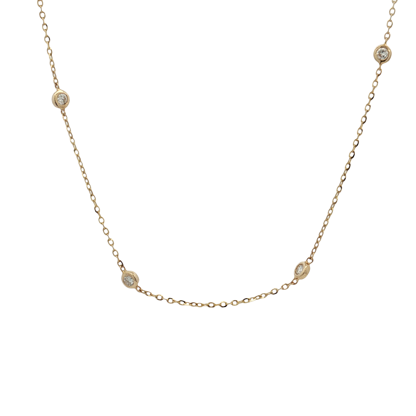 14K Yellow Gold Diamond Station Necklace